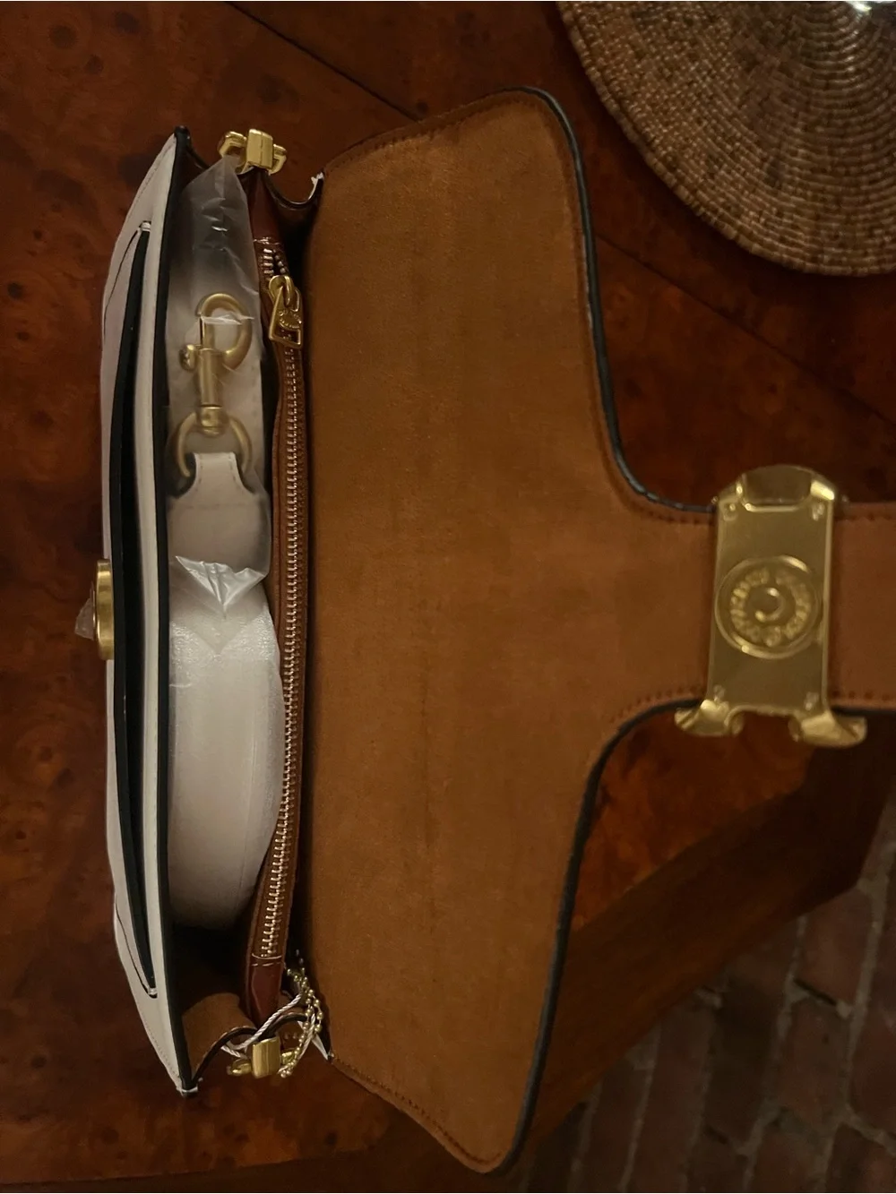 NWT Coach Tabby 26 Leather Shoulder Bag, White and Gold